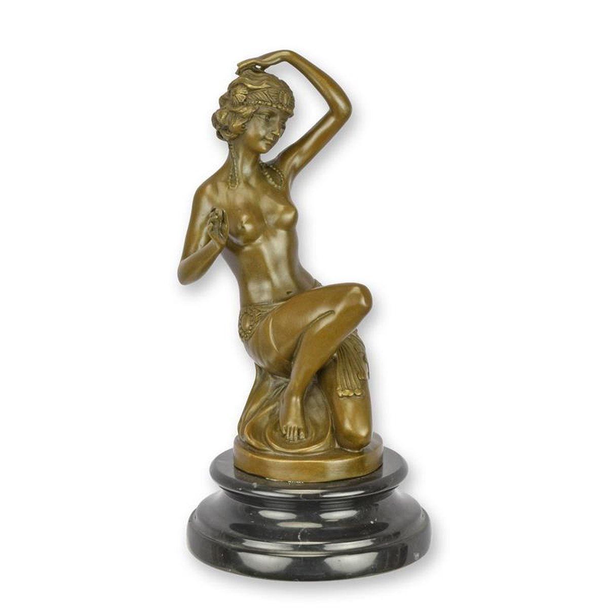 A BRONZE SCULPTURE OF AN ORIENTAL DANCER