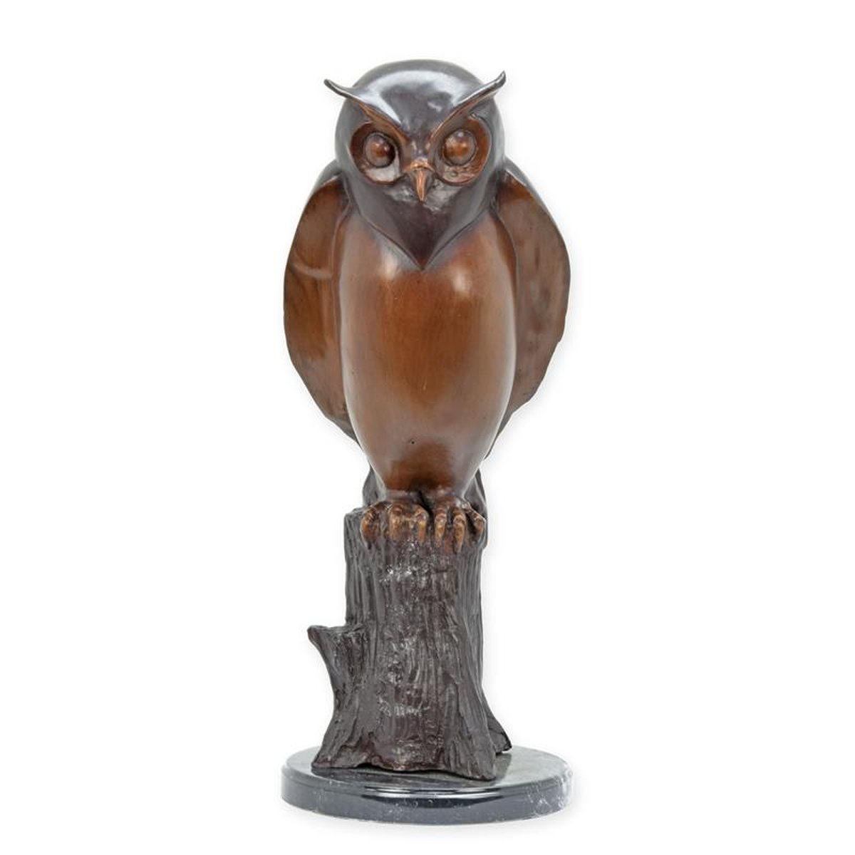 A BRONZE SCULPTURE OF AN OWL