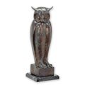 A BRONZE SCULPTURE OF AN OWL