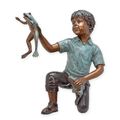 A BRONZE SCULPTURE OF BOY PLAYING WITH A FROG