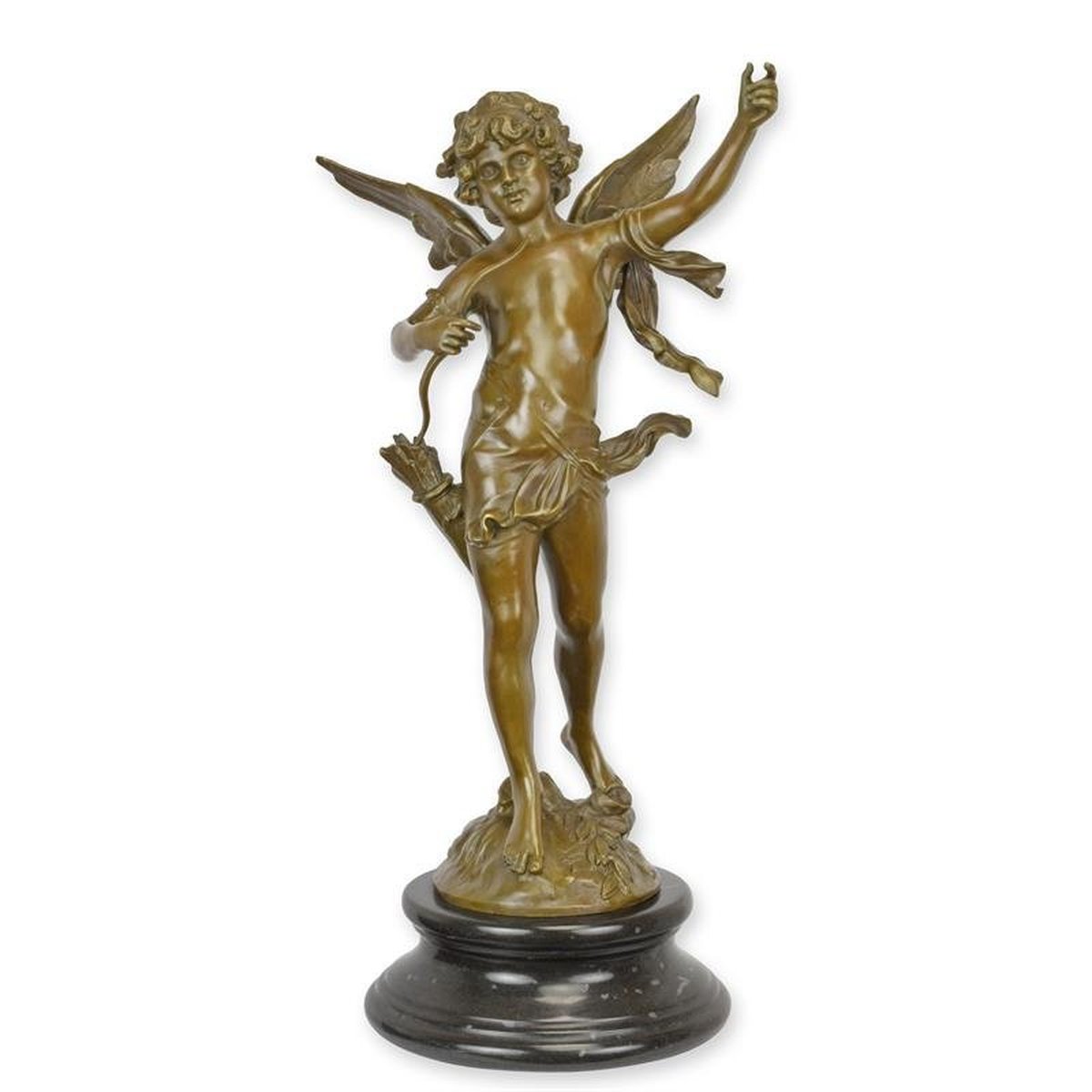 A BRONZE SCULPTURE OF CUPID