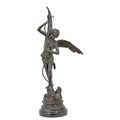 A BRONZE SCULPTURE OF CUPID STRINGING HIS BOW