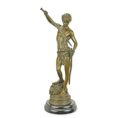 A BRONZE SCULPTURE OF DAVID'S VICTORY OVER GOLIATH