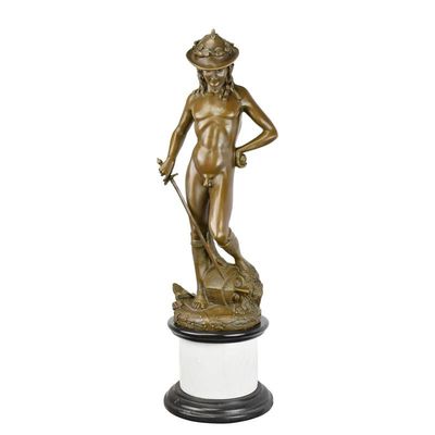 A BRONZE SCULPTURE OF DAVID'S VICTORY OVER GOLIATH