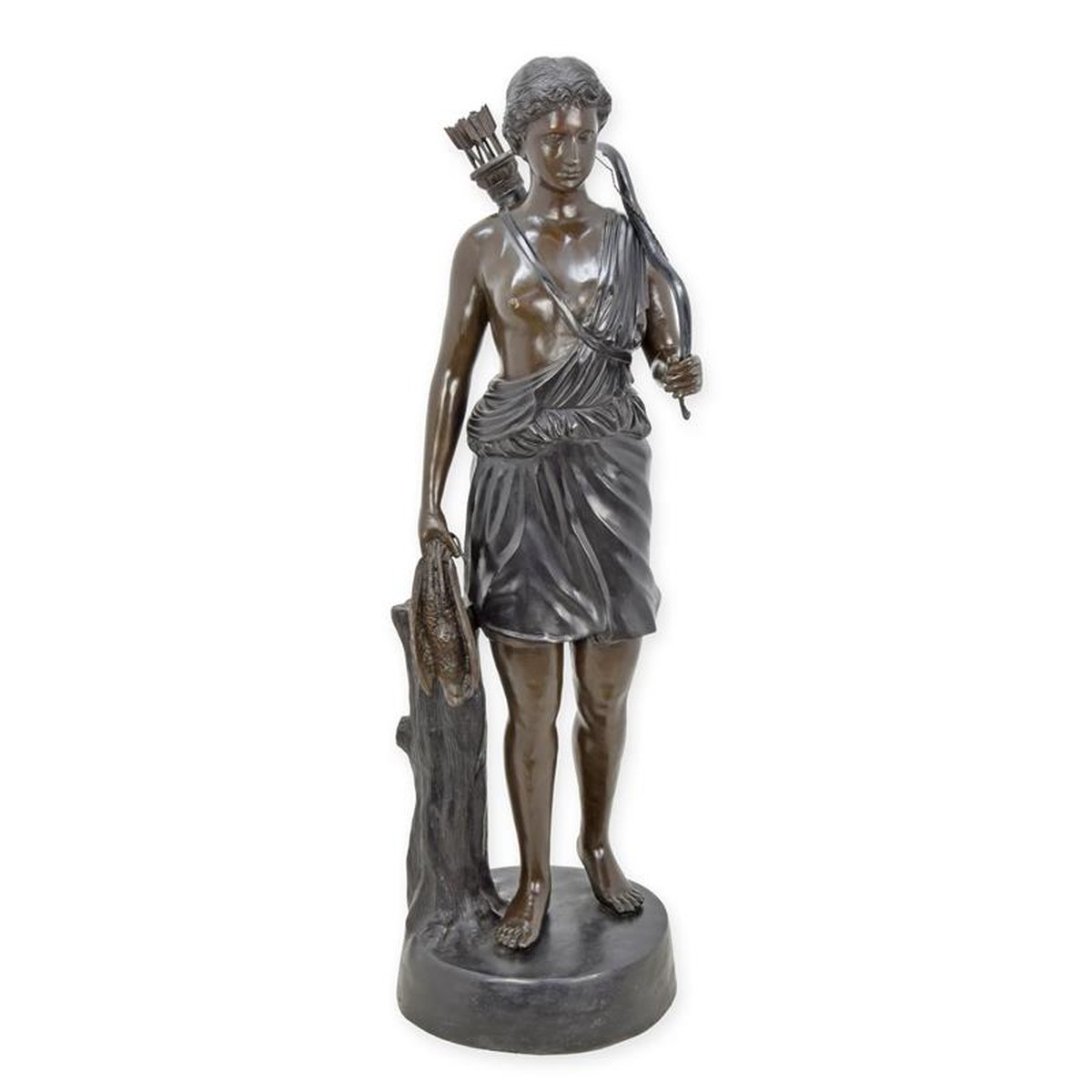 A BRONZE SCULPTURE OF DIANA THE ARCHER