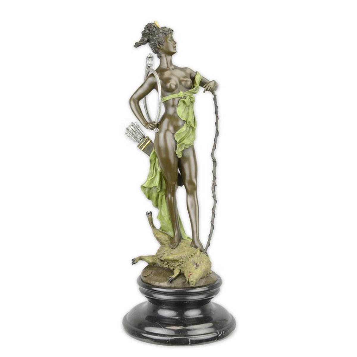 A BRONZE SCULPTURE OF DIANA VICTORIOUS