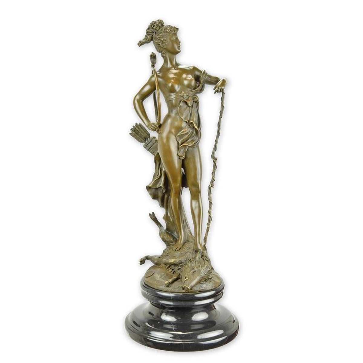 A BRONZE SCULPTURE OF DIANA VICTORIOUS