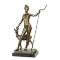 A BRONZE SCULPTURE OF DIANA WITH DOE