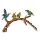 A BRONZE SCULPTURE OF FOUR HUMMINGBIRDS ON A BRANCH