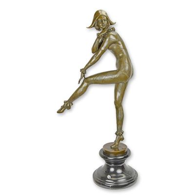 A BRONZE SCULPTURE OF HARLEQUINADE