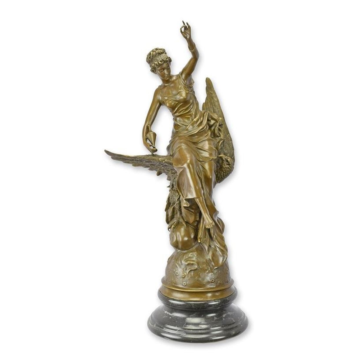 A BRONZE SCULPTURE OF HEBE AND THE EAGLE