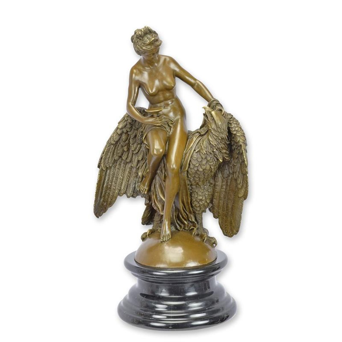 A BRONZE SCULPTURE OF HEBE AND THE EAGLE