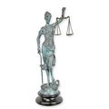 A BRONZE SCULPTURE OF LADY JUSTICE GREEN FINISH