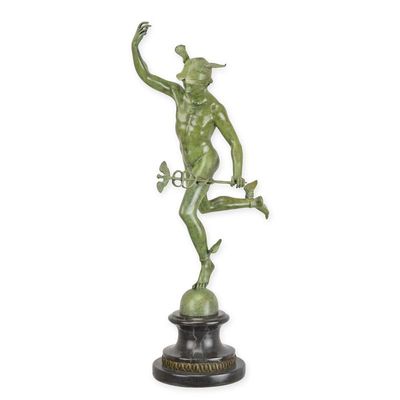 A BRONZE SCULPTURE OF MERCURY