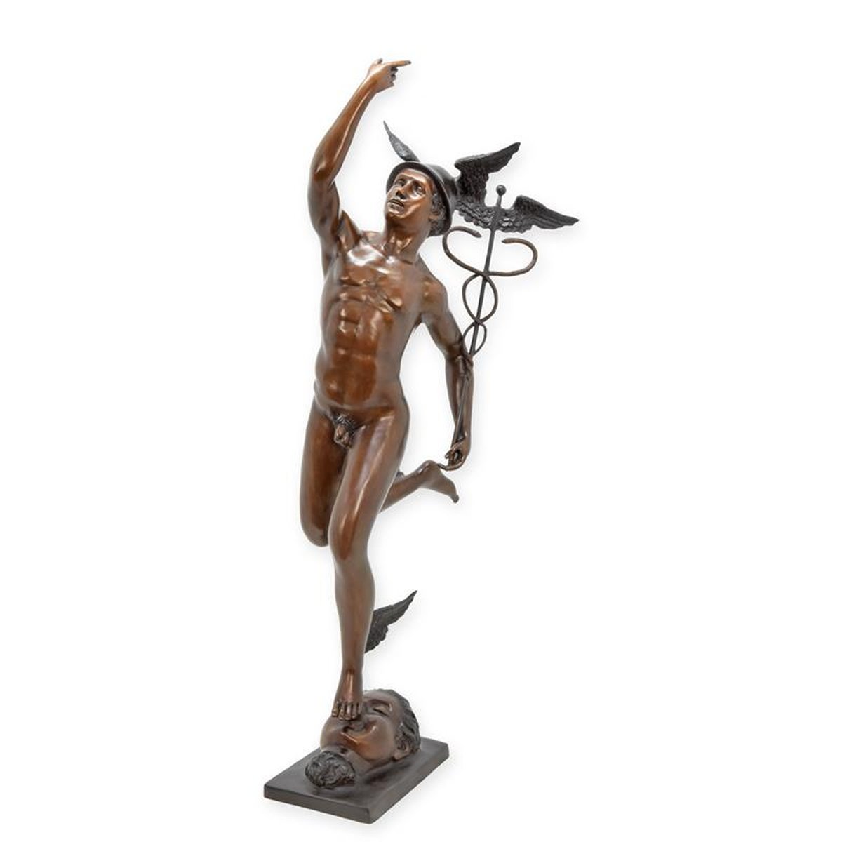 A BRONZE SCULPTURE OF MERCURY