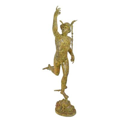 A BRONZE SCULPTURE OF MERCURY