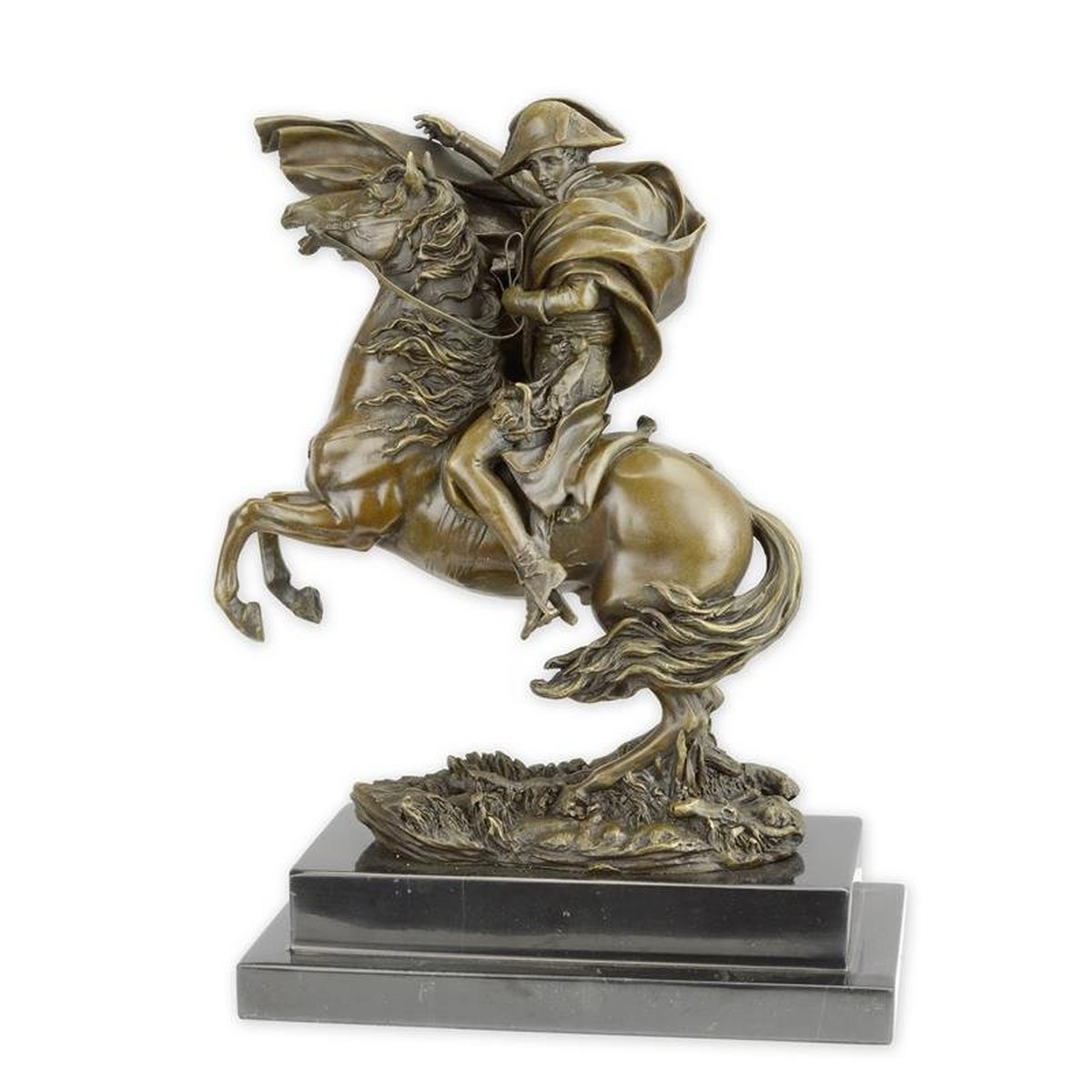 A BRONZE SCULPTURE OF NAPOLEON CROSSING THE ALPS