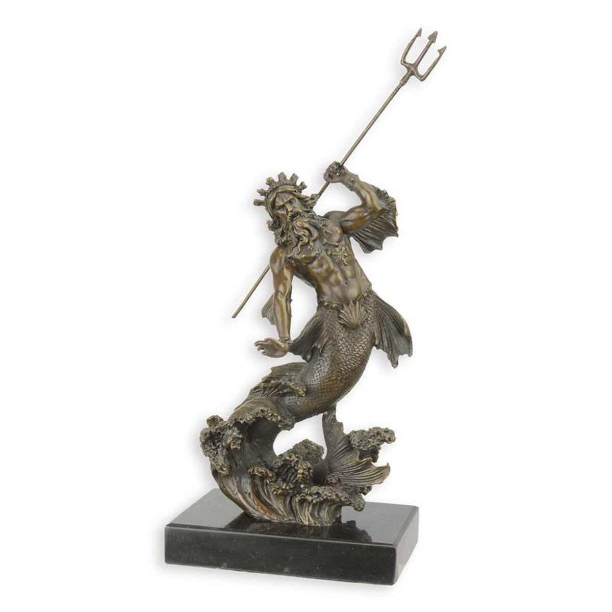 A BRONZE SCULPTURE OF POSEIDON