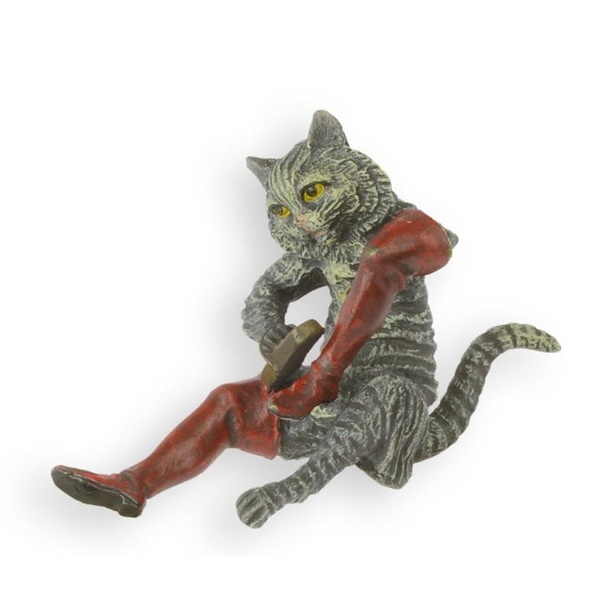 A BRONZE SCULPTURE OF PUSS IN BOOTS