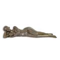 A BRONZE SCULPTURE OF RECLINING NUDE WOMAN