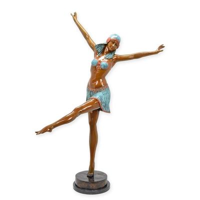 A BRONZE SCULPTURE OF THE DANCER OF PALMYRA - COLOURED