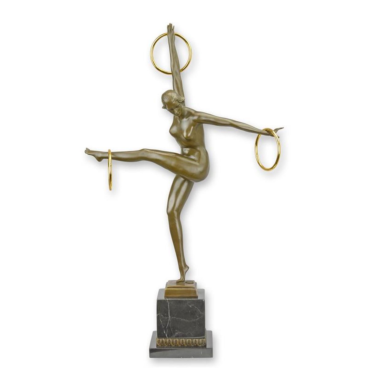 A BRONZE SCULPTURE OF THE DANCER OF THE RINGS