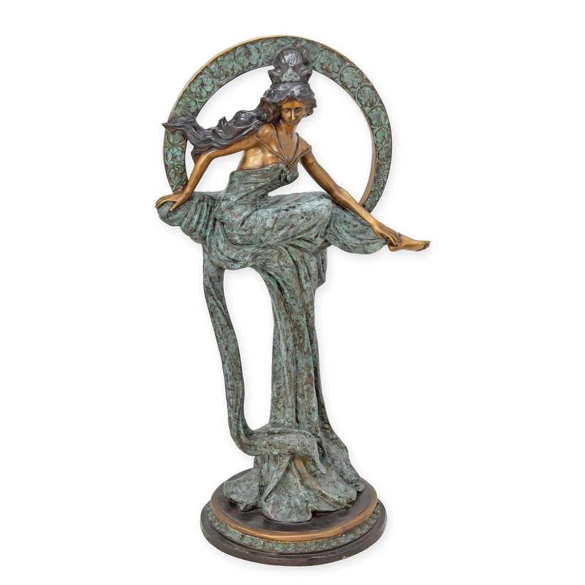 A BRONZE SCULPTURE OF THE MAIDEN OFTHE ARTS