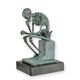 A BRONZE SCULPTURE OF THE SKELETON THINKER - OLD GREEN