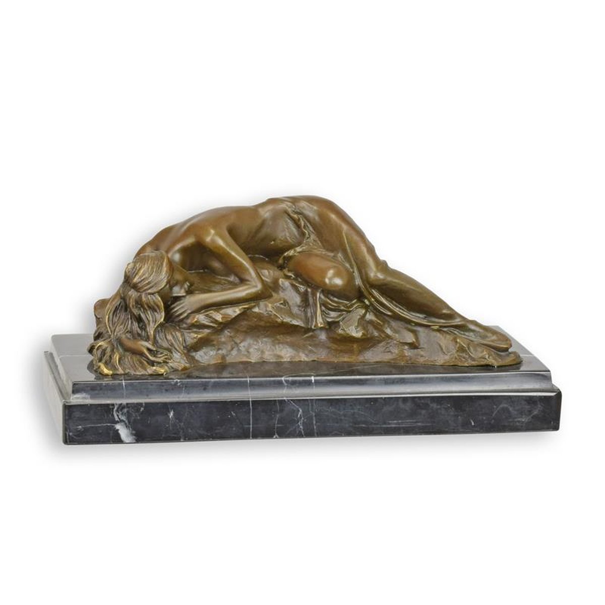 A BRONZE SCULPTURE OF THE SLEEPING BEAUTY