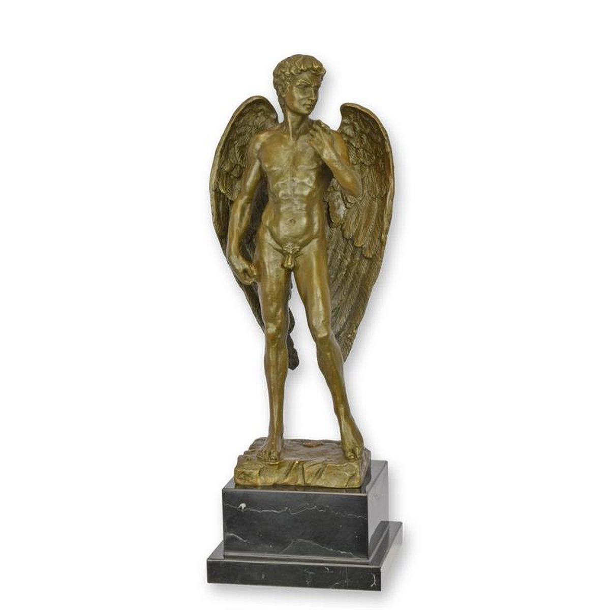 A BRONZE SCULPTURE OF THE WINGED DAVID