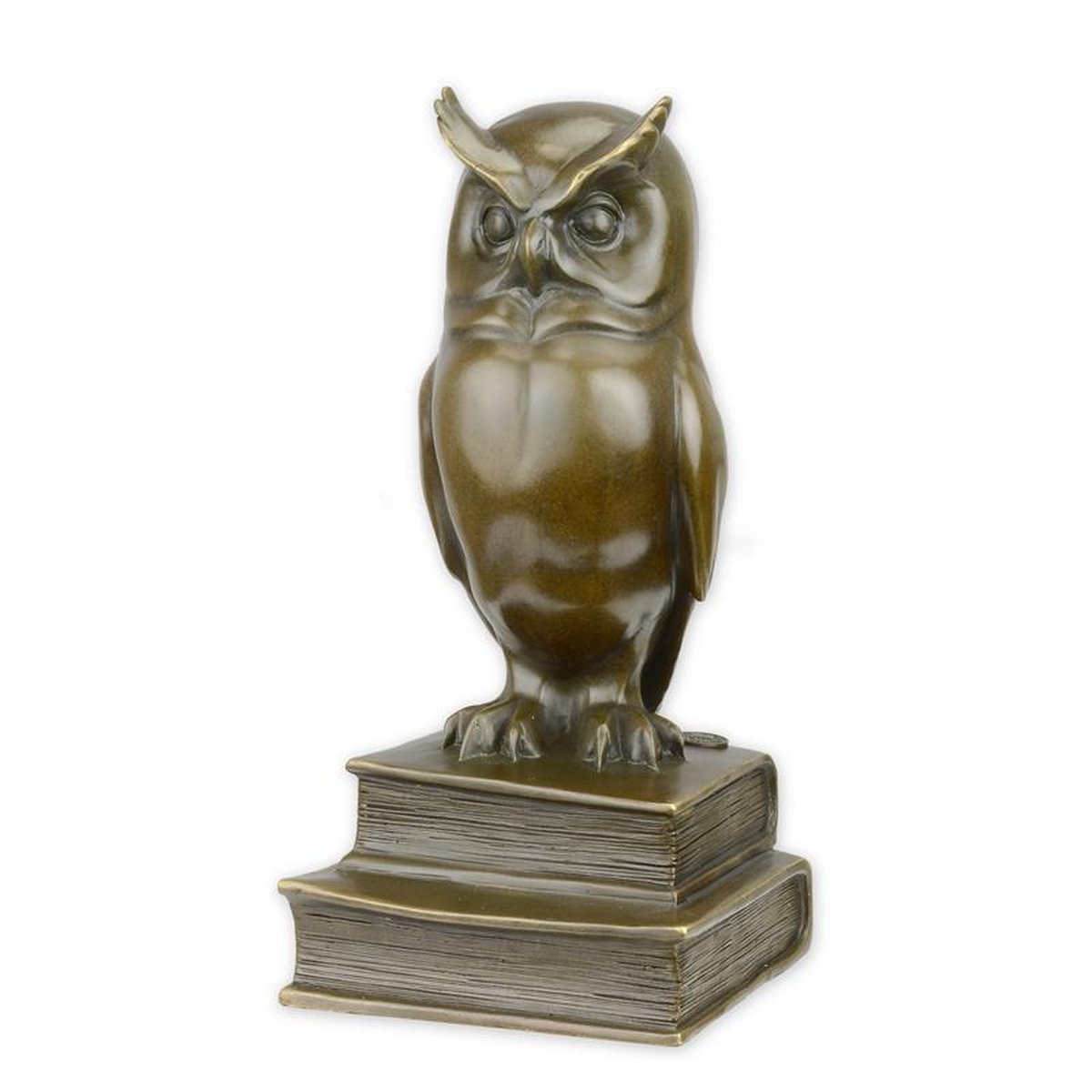 A BRONZE SCULPTURE OF THE WISE OWL
