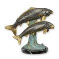 A BRONZE SCULPTURE OF TWO KOI
