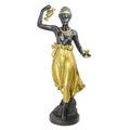 A BRONZE SCULPTURE OF WOMAN WITH DRINKING GLASS