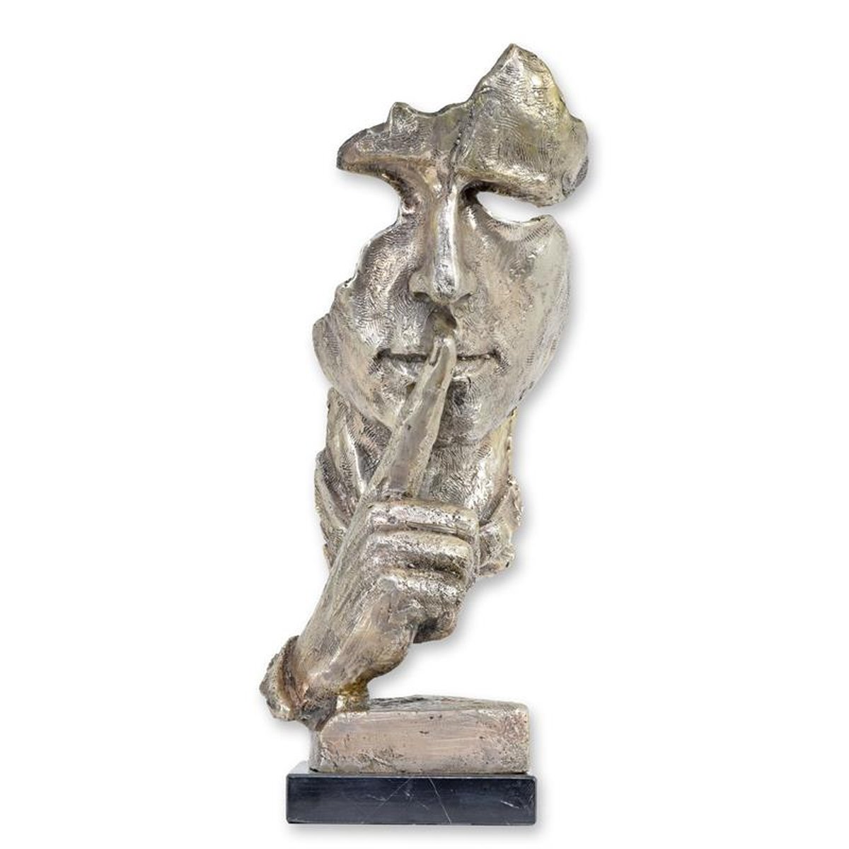A BRONZE SCULPTURE SPEAK NO EVIL" - OLD SILVER"