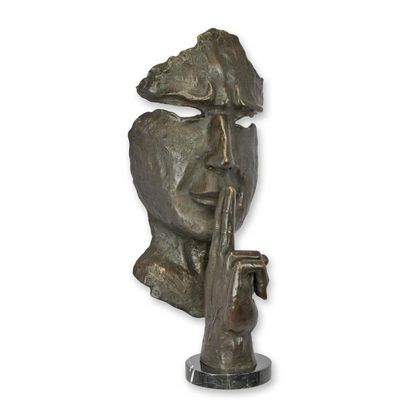 A BRONZE SCULPTURE SPEAK NO EVIL""