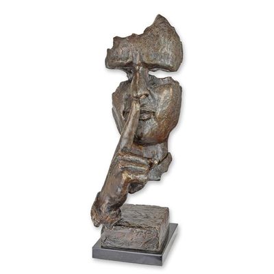 A BRONZE SCULPTURE SPEAK NO EVIL""