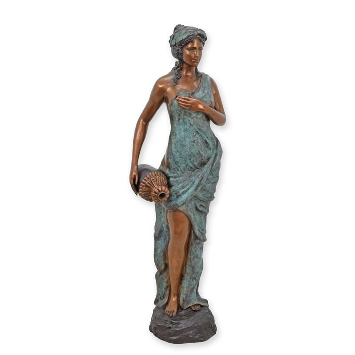 A BRONZE WOMAN FOUNTAIN