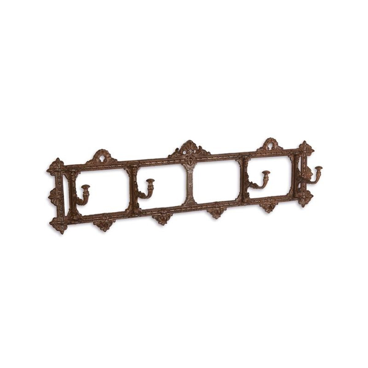 A BROWN CAST IRON COAT HOOK