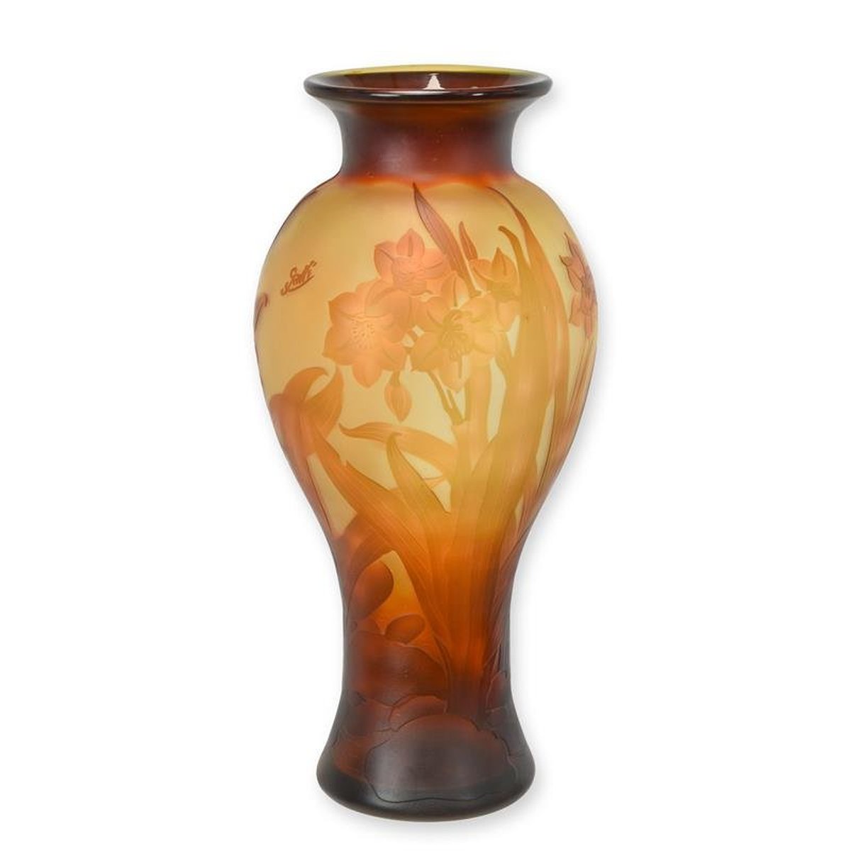 A Cameo Glass Baluster Vase 'daffodil'