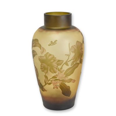 A CAMEO GLASS VASE 'FLOWERS'