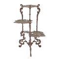 A CAST IRON 3 TIER FLOWER TABLE - BROWN