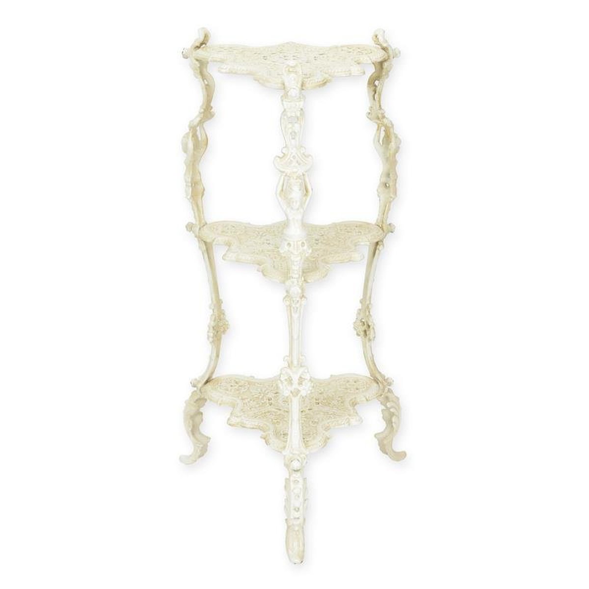 A Cast Iron 3 Tier Flower Table - White