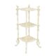 A CAST IRON 3 TIER FLOWER TABLE, WHITE
