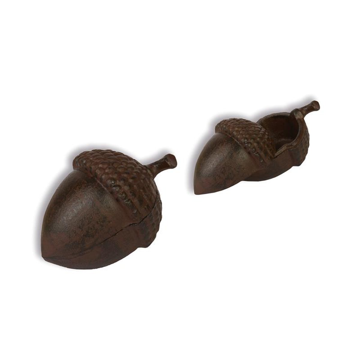 A CAST IRON ACORN SHAPED BOX