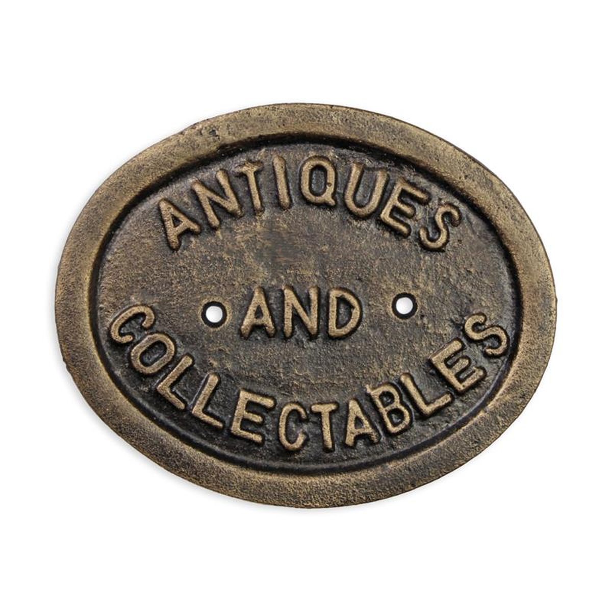 A CAST IRON ANTIQUES AND COLLECTABLES" PLAQUE"