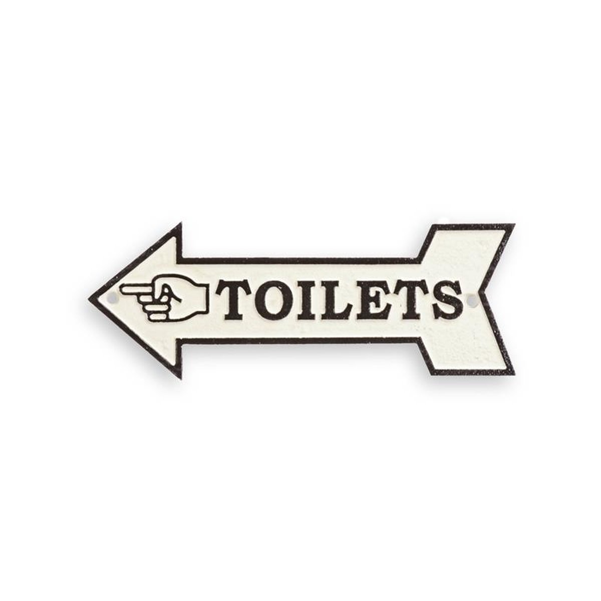 A CAST IRON ARROW SIGN TOILETS""