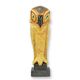 A CAST IRON ART DECO FIGURINE OF AN OWL - COLOURED