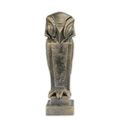 A CAST IRON ART DECO FIGURINE OF AN OWL