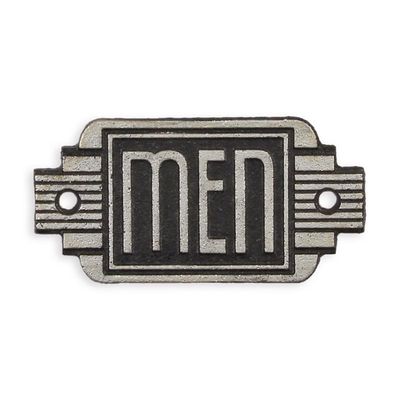 A CAST IRON ART DECO SIGN MEN""