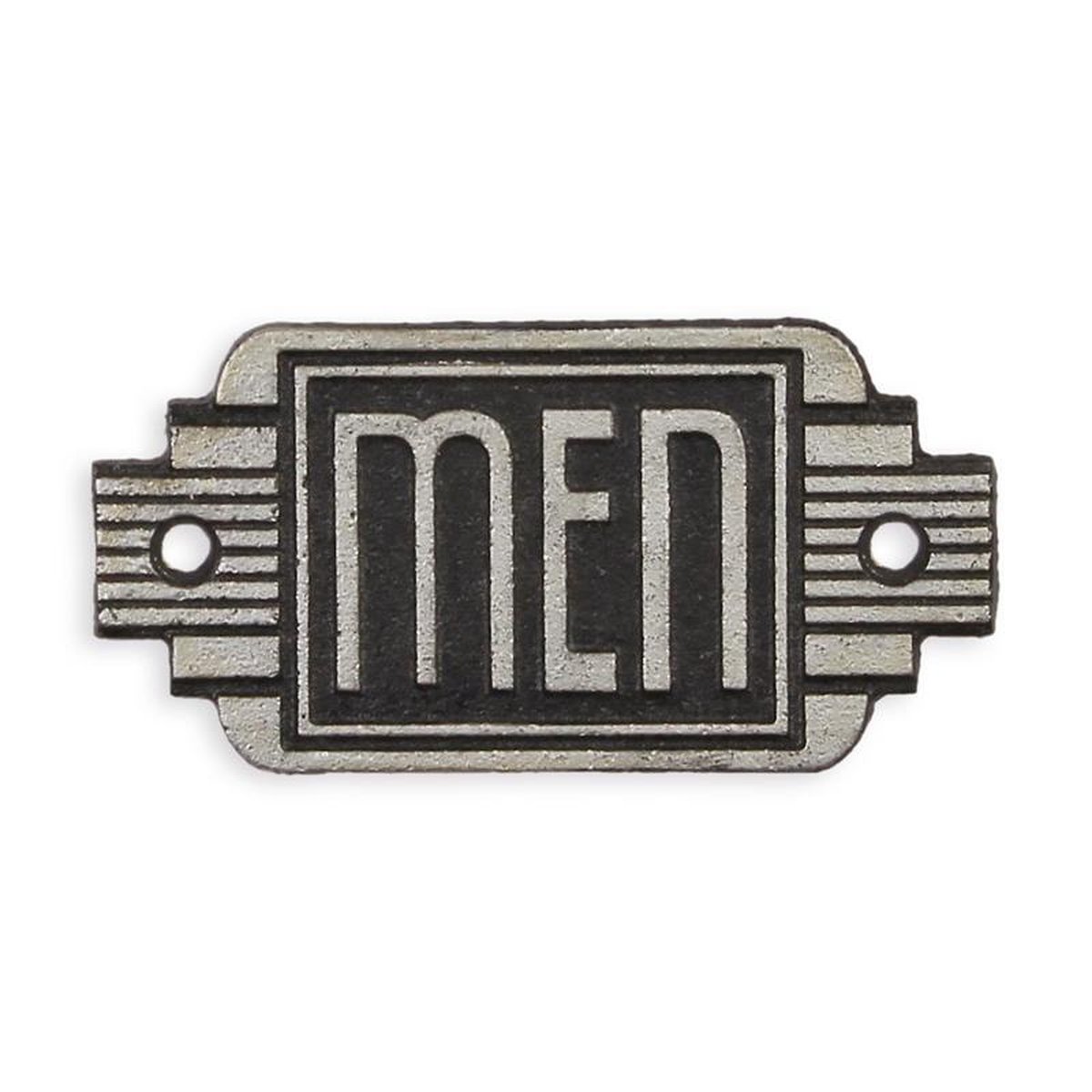 A CAST IRON ART DECO SIGN MEN""